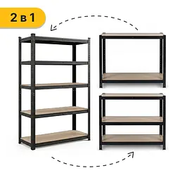 Стелаж LEOBRO Premium Black 180 х 100 х 50 см, 200кг/полиця, 5 полиць (LB-R129) - мініатюра 6