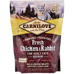 Беззерновий сухий корм для дорослих котів Carnilove Fresh Chicken & Rabbit Gourmand зі свіжою куркою та кроликом 400 г