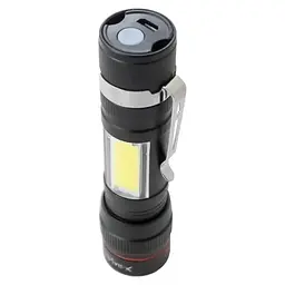 Ліхтар ручний акумуляторний T6 зі скобою та бічним СОВ Zoom з/в USB ліхтарик X-Balog Police BL-520 - мініатюра 2