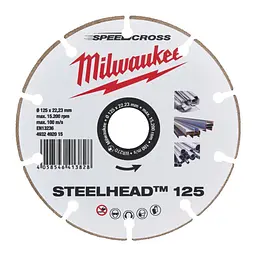 Диск алмазний Speedcross STEELHEAD 125 MILWAUKEE, діаметр 125мм, (метал, неіржавка сталь) - мініатюра 2