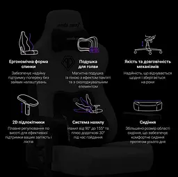 Ігрове крісло Anda Seat Novis Plus Black PVC Size XL (AD23YC-XL-01-B-PV-B04) - мініатюра 8