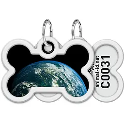 Адресник для собак і котів Waudog Smart ID з QR паспортом Земля 4х2.8 см
