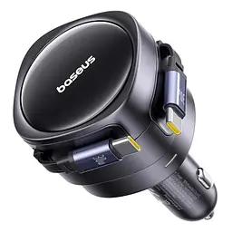 АЗП Baseus Enjoyment Max PD60W with retractable cable 2USB-C C00035507121 Cosmic Black - мініатюра 4