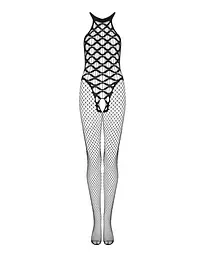 Сітчастий бодістокінг з імітацією боді Obsessive Bodystocking G332 S/M/L, black, з доступом - мініатюра 5