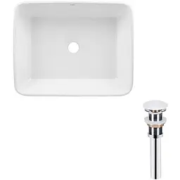Умивальник Qtap Tern накладний прямокутний 475x370x140 мм White + донний клапан PU02, Білий