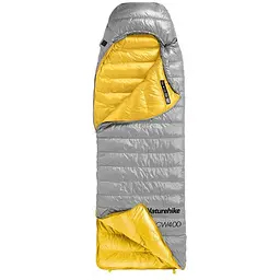 Спальник з натуральним пухом Naturehike CW400 NH18C400-D, p-р M, жовто-сірий