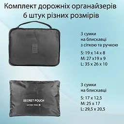 Набір органайзерів для подорожей LoveYouHome 6 шт. Світло-сірий (61027) - мініатюра 3