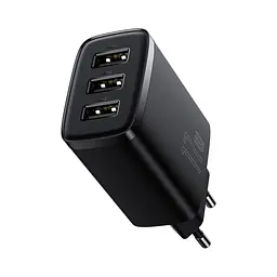 Мережевий зарядний пристрій Baseus Compact Charger 3U 17W 3USB Black (CCXJ020101) [74463] - мініатюра 4