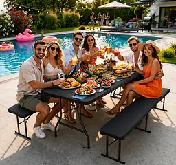 Комплект складаних меблів PRIMA GARDEN стіл 180 см і 2 лавки, садовий набір (Чорний) - мініатюра 9