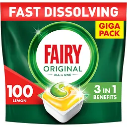 Капсули для посудомийних машин Fairy Original Все-в-1 Лимон 200 шт. (2 уп. x 100 шт.) - мініатюра 2