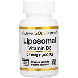 Ліпосомальний Вітамін D3 California Gold Nutrition Liposomal Vitamin D3 1000 МО 60 вегетаріанських капсул