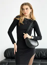 Жіноча сумка Sambag Leoma Baguette чорна 25x9x16 см (54100001) - мініатюра 2