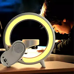 Лампа настільна нічник з Bluetooth колонкою та бездротовою зарядкою 15W від USB RGB світлодіодне підсвічування UKC BT-2309 - мініатюра 2