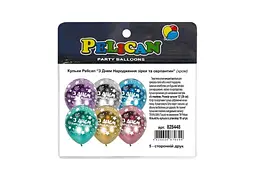 Кульки PELICAN 12 (30 см) З Днем Народження (10шт/уп) хром 5-стор. зірки та серпантин