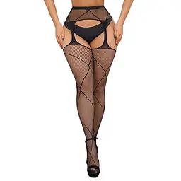 Колготки в сіточку з лініями та доступом One Size (87517)