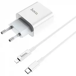 Мережевий зарядний пристрій 1Type-C Hoco C76A PD 20W White + Cable Type-C to Lightning - мініатюра 2