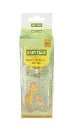 Пляшечка для годування Baby Team, скляна з силіконовою соскою, 150 мл, жовтий (1200_желтый) - мініатюра 2