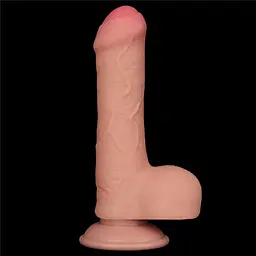 Фалоімітатор LoveToy Sliding-Skin Dual Layer Dong 7" 18.3 см тілесний - мініатюра 7