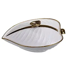 Супниця 800 (мл) порцелянова каструля бульйонниця 26×18×14 (см) з кришкою для дому та ресторану Білий із золотом Yiwu XL-4074AG - мініатюра 4