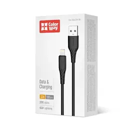 Дата кабель USB 2.0 AM to Lightning 1.0m 3A textured PVC black ColorWay (CW-CBUL094-BK) - мініатюра 5