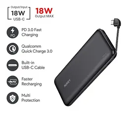 Повербанк Powerbank Aukey PBN73C 10000mAh In Out Type-C Black - мініатюра 7