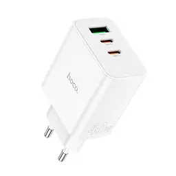 Мережевий зарядний пристрій HOCO C126A Pure power PD40W three-port(2C1A) charger білий - мініатюра 3