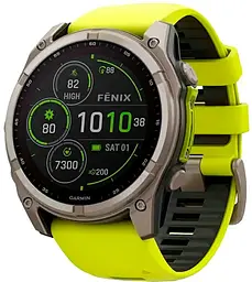 Смарт-часы Garmin Fenix 8 51mm Solar Sapphire Titanium w. Amp Yellow/Graphite Silicone Band (010-02907-20/21)