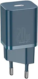 Мережевий зарядний пристрій Baseus Super Si Quick Charger 20W Sets Black + Type-C to Lightning Cable Blue - мініатюра 2