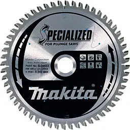 Диск пиляльний для алюмінію 160х20 мм 60T Makita Specialized for aluminum cutting B-09553