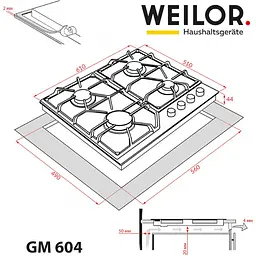 Варильна поверхня Weilor GM 604 газова WH - мініатюра 9