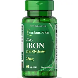 Железо Easy Iron 28 mg (Iron Glycinate) - 90 Capsules