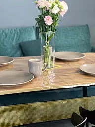 Скатертина силіконова із золотою перлинною стрічкою 310х140 см - мініатюра 10