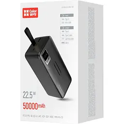 Павербанк ColorWay Black 50 000 mAh / 22.5 Вт (CW-PB500LPC5BK-PDD) - мініатюра 6
