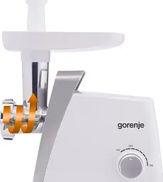 Gorenje М'ясорубка, 1600Вт, 2,2кг/хв, 2 решітки, пластик, білий - мініатюра 9