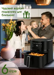 Багатофункціональна мультипіч Crownberg Air Fryer Grill на 5 літрів Аерогриль, аерофритюрниця без олії Black - мініатюра 8