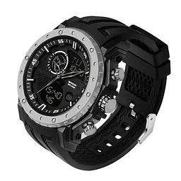 Чоловічий наручний годинник 6012 Black-Silver Sanda acs0030974 - мініатюра 2