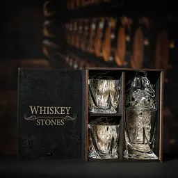 Подарунковий набір віскі Whiskey Stones №12 у дерев'яному пеналі - графин + склянки Bohemia Quadro - мініатюра 2