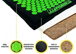 Масажний килимок EasyFit AcuRelax з голками (аплікатор Кузнєцова) чорно-зелений (EF-2710-BG) - мініатюра 3