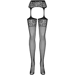 Сітчасті панчохи-стокінги з імітацією гартерів Obsessive Garter stockings S500S/M/L, чорні - мініатюра 4