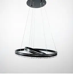 Чорна LED люстра на 2 кільця з хромованою смужкою Line.F A 55060/2P BK+CR - мініатюра 2