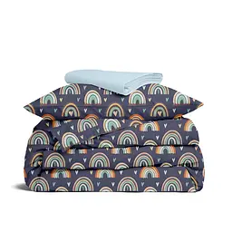 Дитяча постільна білизна в ліжечко RAINBOW CS10, синій (RainbowLoveDBlue_58LightBlue110x160_140)