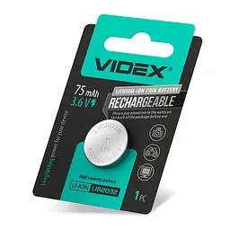 Акумулятор літієвий Videx LIR2032 1шт BLISTER CARD VIDEX (27288-000) - мініатюра 2