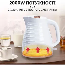 Електрочайник з обертанням на 360° Sokany SK-1047 безшумний дисковий 1.7 л 2000 Вт Білий - мініатюра 7