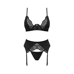 Комплект білизни Obsessive Bellastia XS/S чорний - мініатюра 7