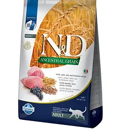 Низькозерновий сухий корм Farmina N&D Prime Cat Lamb для дорослих котів (ягня, чорниця), 5 кг
