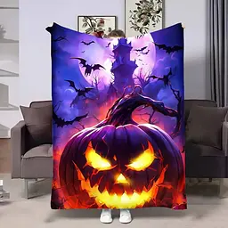 Плед плюшевий подарунковий 3D Halloween Castle 160х200 см 160 см, 135 см