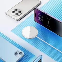 Бездротовий зарядний пристрій Baseus Simple Mini3 Magnetic Wireless Charger 15W Silver (CCJJ040012) [90318] - мініатюра 7