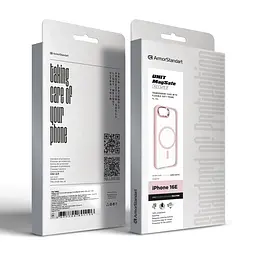 Чехол Apple iPhone 16e/17e, Unit MagSafe, розовый, прозрачный, магсейф, противоударный, магнитный, панель-накладка с поддержкой MagSafe, с поддержкой беспроводной зарядки, TPU+PC, защита всего корпуса, ударопрочный, ArmorStandart (ARM83875) - мініатюра 6