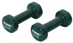 Гантелі для фітнесу вінілові круглі York Fitness 2х1,5кг зелений