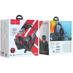 Навушники Hoco gaming Cool tour headphones LED W102 чорно-червоні - мініатюра 4